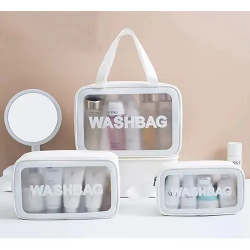 New Six-piece Transparent Makeup Bag Beach Hanging Toiletry Bag For Women